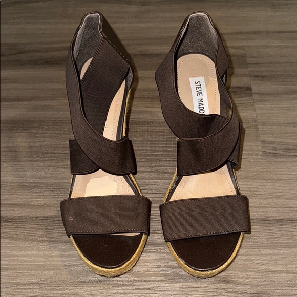 Steve Madden Tan Wedge Sandals with Espadrille Heel - Picture 2 of 5